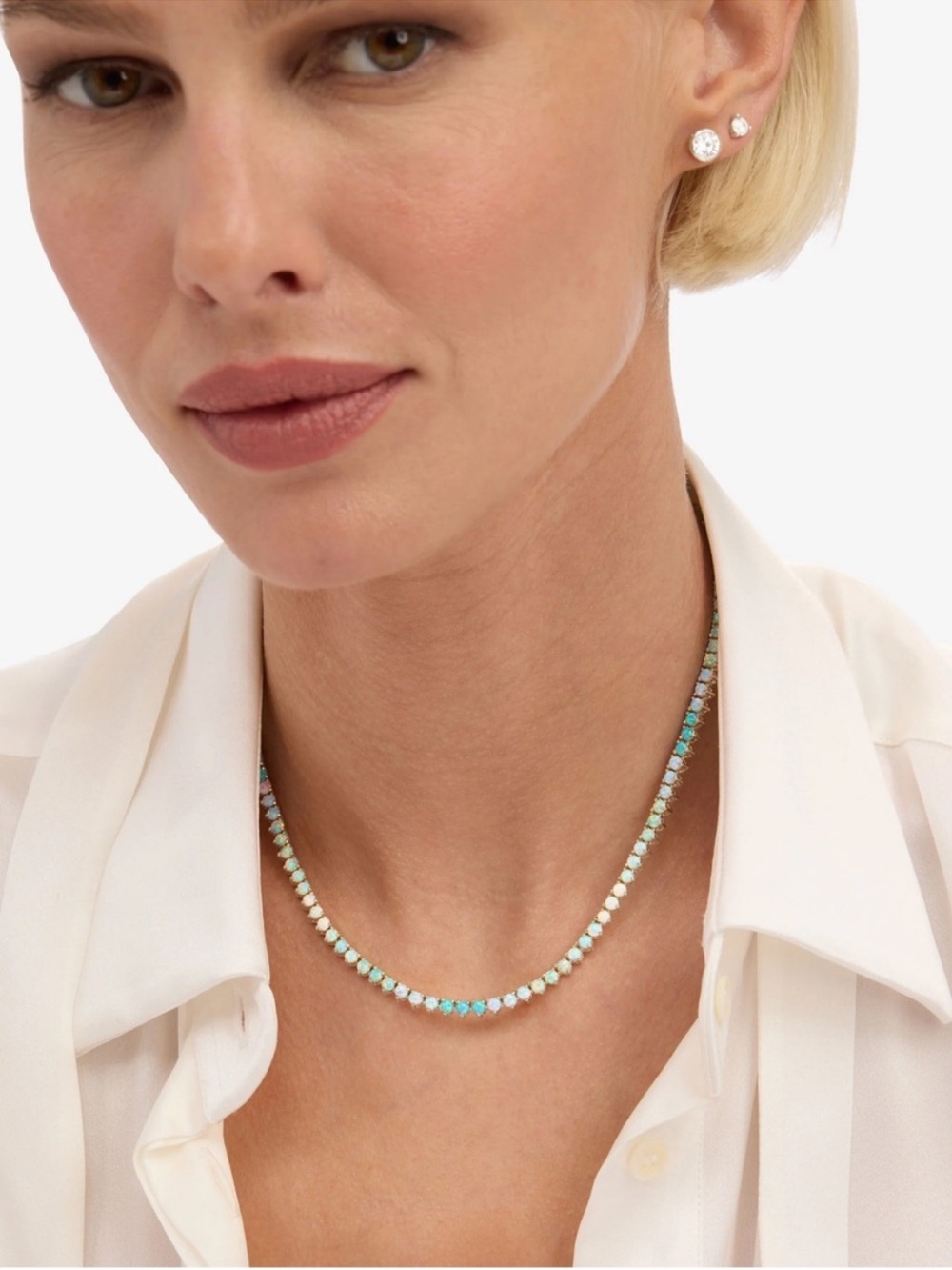 NWT Melinda Maria Gold “Not Your Basic Ombré Tennis Necklace” - Picture 5 of 8